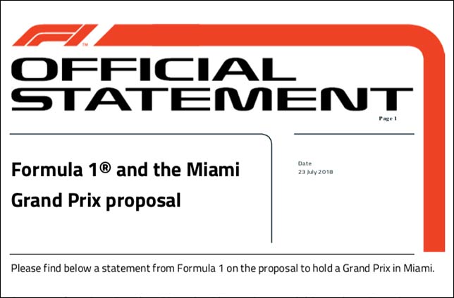 Официально: В 2019-м не будет гонки в Майами