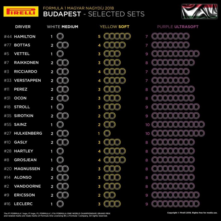 Гран При Венгрии: выбранные комплекты шин на уикенд