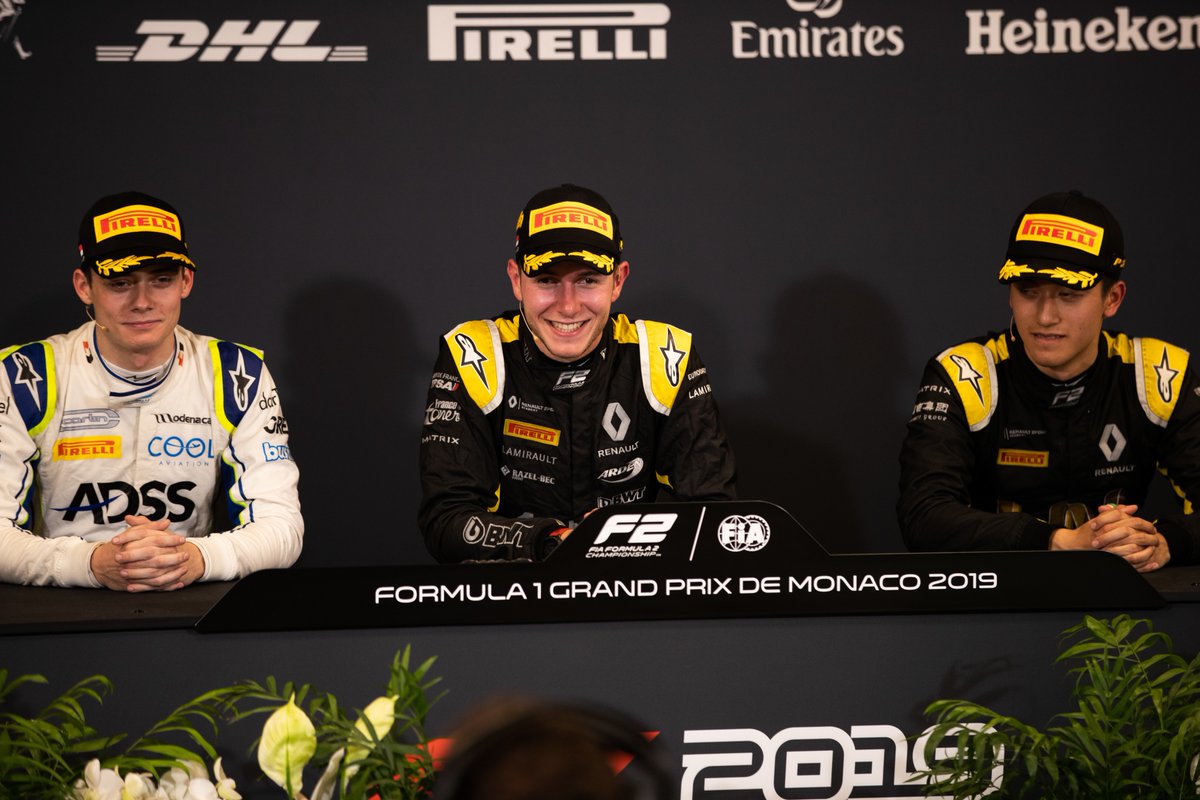 Юбер: Мое сердце до сих бьется невероятно сильно! Пресс-конференция первой тройки по итогам второй гонки «Формулы-2» в Монако